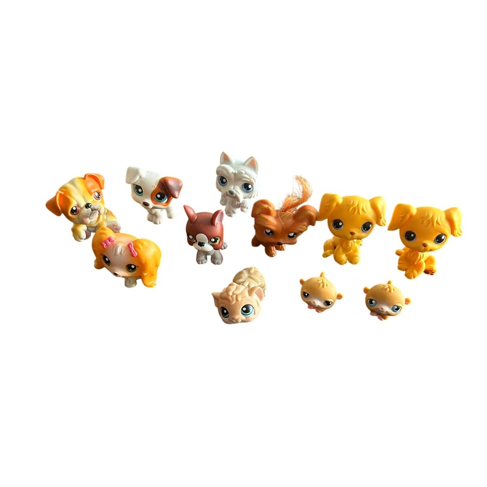 Hasbro Little Pet Shop Dog Figure Lot Bulldog Boston Terrier Westie Yorkie 10pc